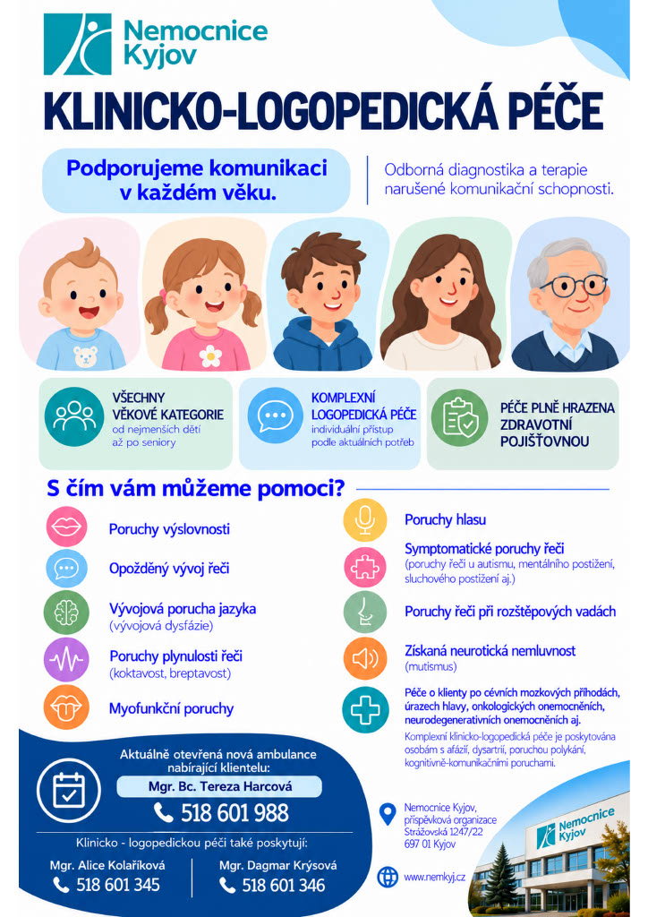 Nemocnice Kyjov nově otevírá ambulanci klinické logopedie a přijímá nové klienty