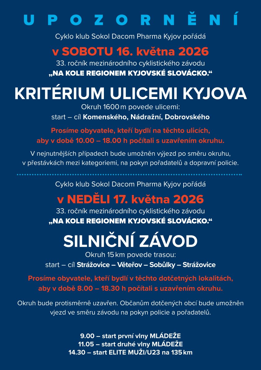 33. ročníku mezinárodního závodu „Na kole regionem Kyjovské Slovácko“
