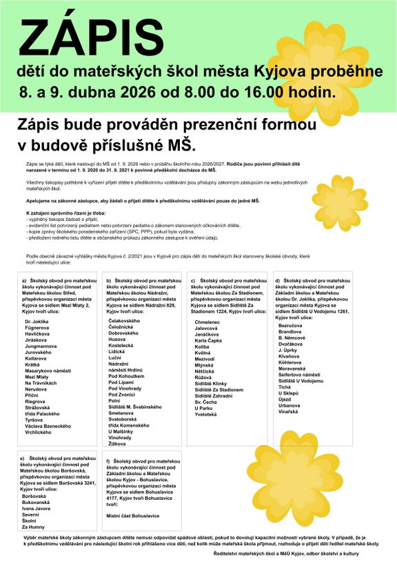 Zápis MŠ 2026