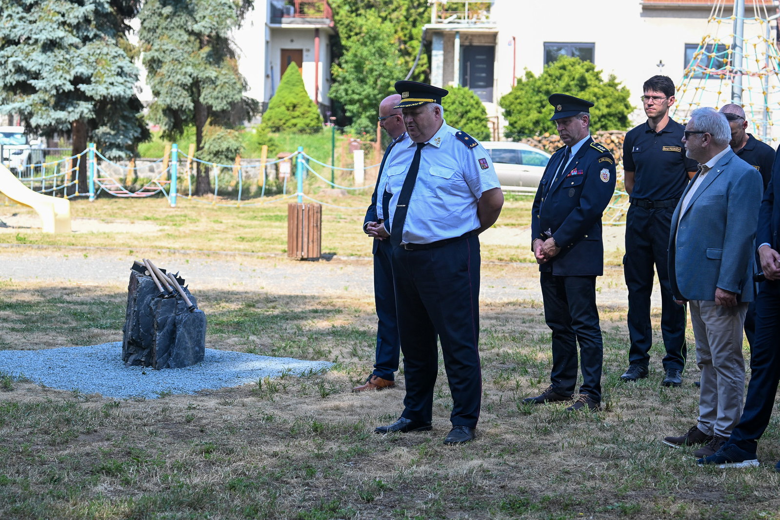 Položení a posvěcení základního kamene nové hasičské zbrojnice