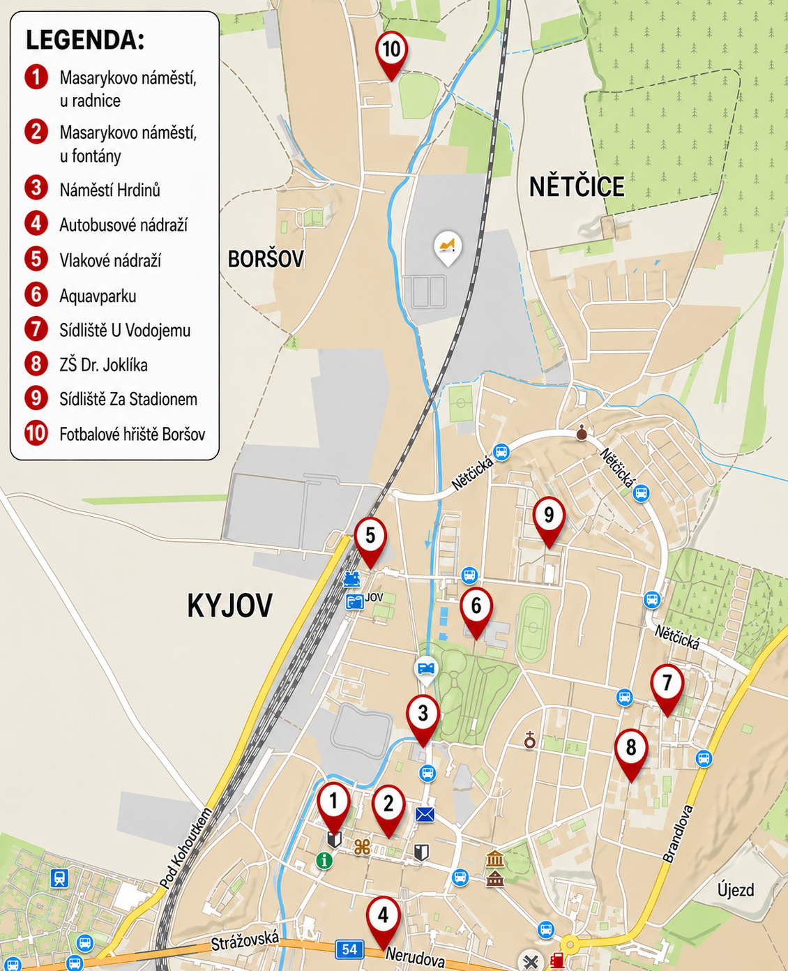  mapka umístění kol