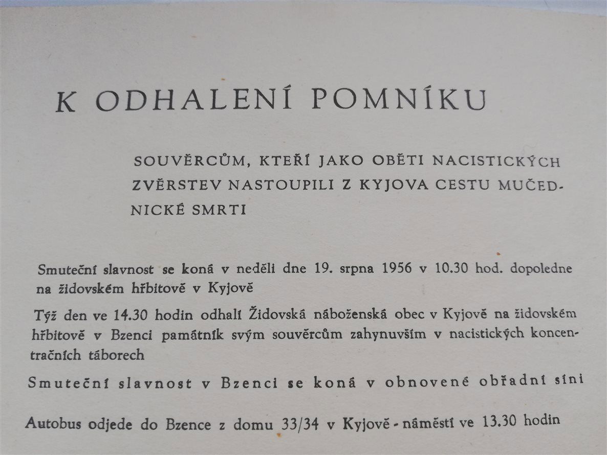 Pozvanka k odhalení ppomníku