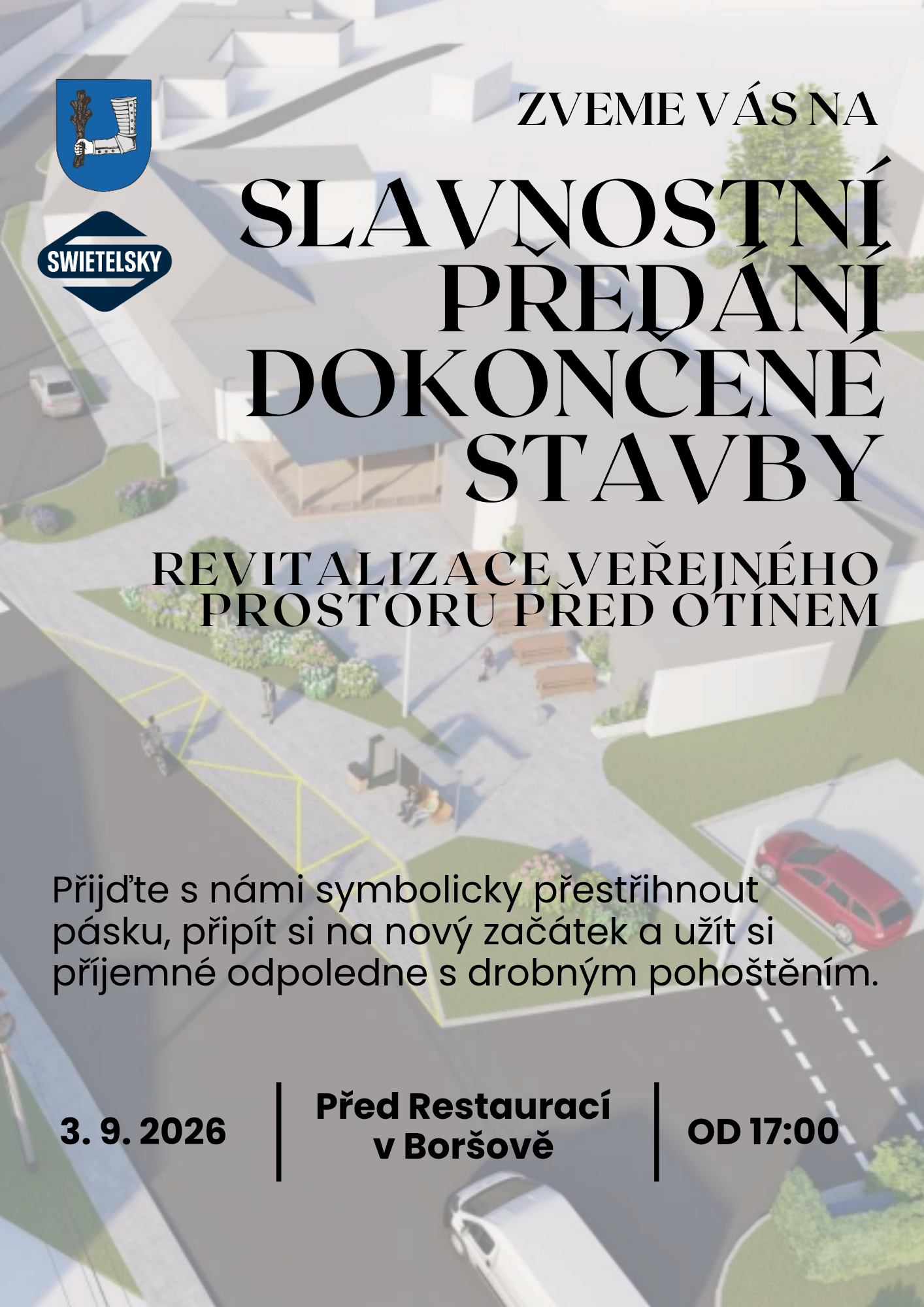 Zveme vás na slavnostní předání dokončené stavby revitalizace veřejného prostoru před Otínem