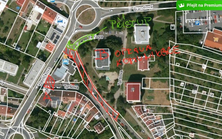 Situace uzávěry části A. a B