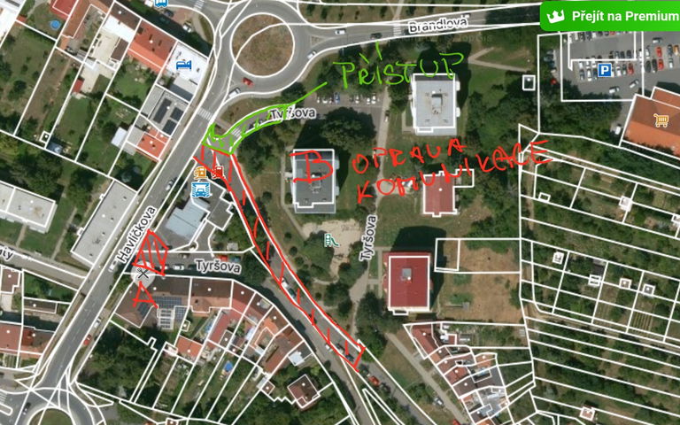 Situace uzávěry části A. a B